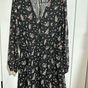 Trixxi Black Floral Long Sleeve Dress